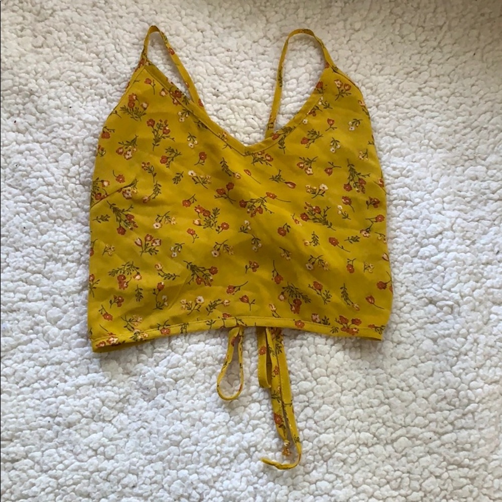 yellow open back top
